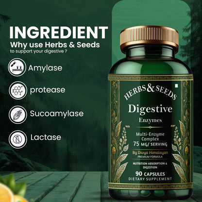 Simply Herbal Digestive Enzyme Capsules - For Better Digestive Function, Healthy Gut, & Health Management - 60 Capsules - For Men & Women