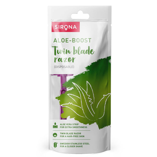Sirona Razor for Women, Hair Remover for Women, Body Razor for Women, Women Razor, with Aloe Boost for Arms, Legs, Bikini Razor for Women, 2-Blade Shaving Razor Women - Disposable (Pack of 1)