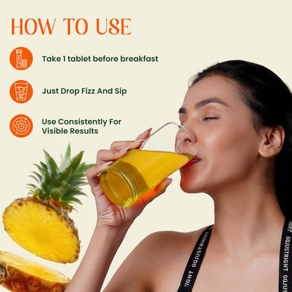 Herbalmax Apple Cider Vinegar Effervescent Tablets â€“ With Mother of Vinegar, Vitamin C, B6 & B12 â€“ Sugar-Free â€“ Supports Weight Management, Detox & Gut Health â€“ Pineapple Flavour â€“ 15 Tablets