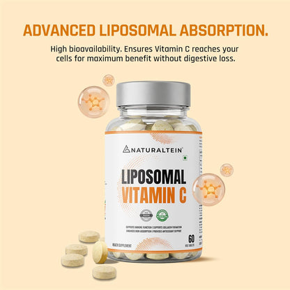 Naturaltein Liposomal Vitamin C | 5X Enhanced Absorption | Antioxidant Supporting Immune Function, Skin Repair, Collagen Synthesis & Oxidative Stress Defense | 60 Capsules