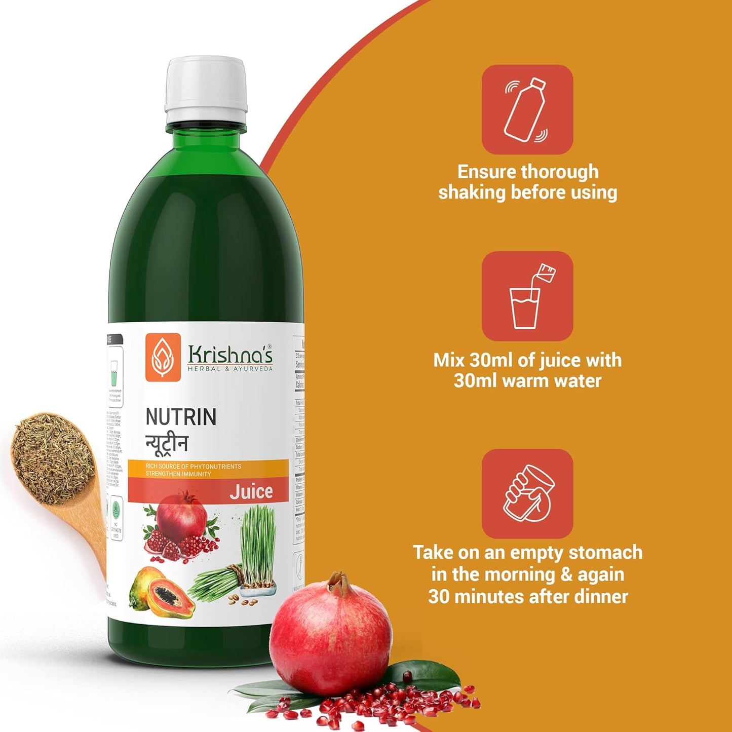 Krishna's Nutrin Juice, Rich Source Of Nutrients, No Artificial Colors or Flavors - 1000 ml (Pack of 1)