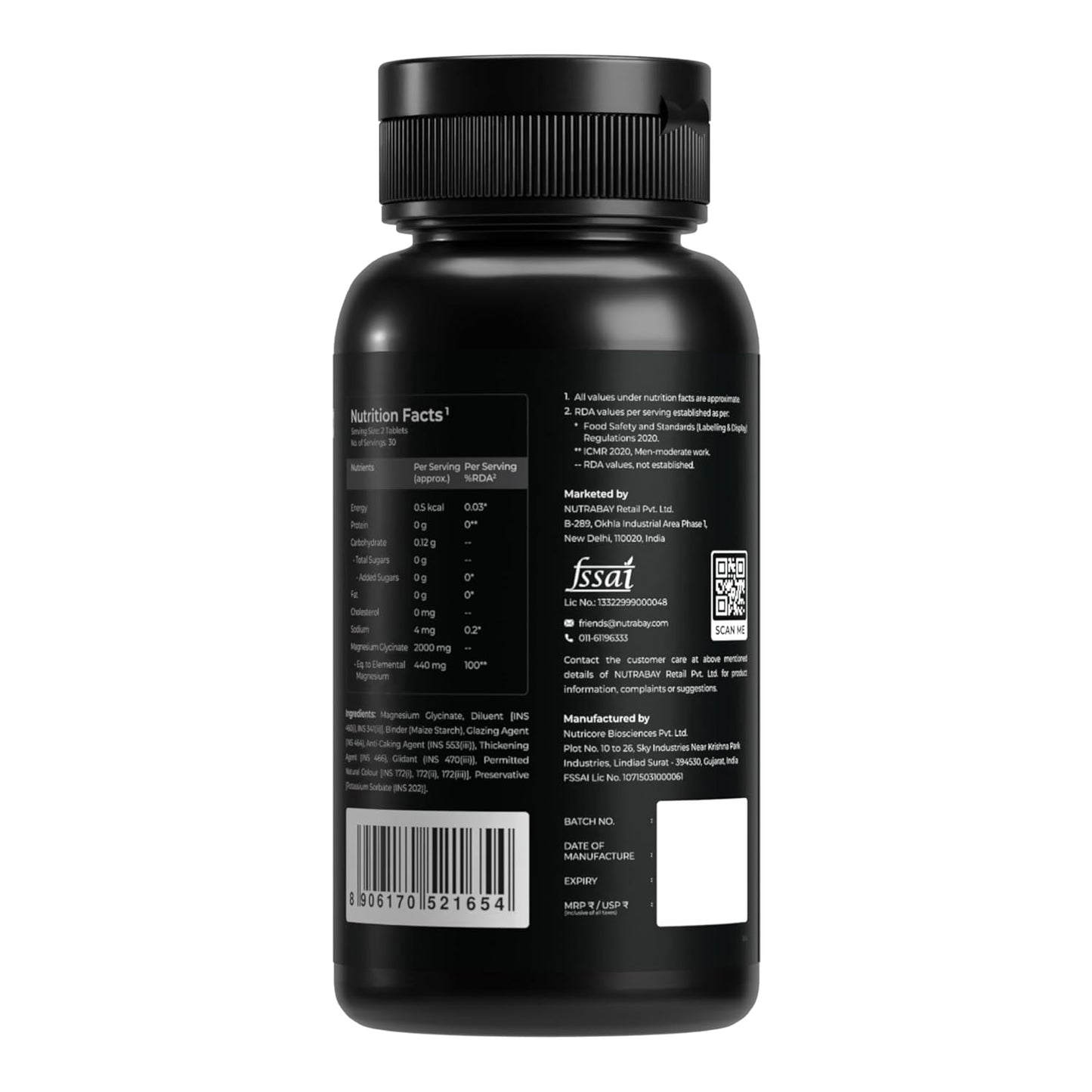 NUTRABAY Magnesium Glycinate 2000mg Per Serving | High Absorbing Chelated Form For Deep Sleep, Muscle Soreness & Brain Function | For Men & Women | 60 Tablets