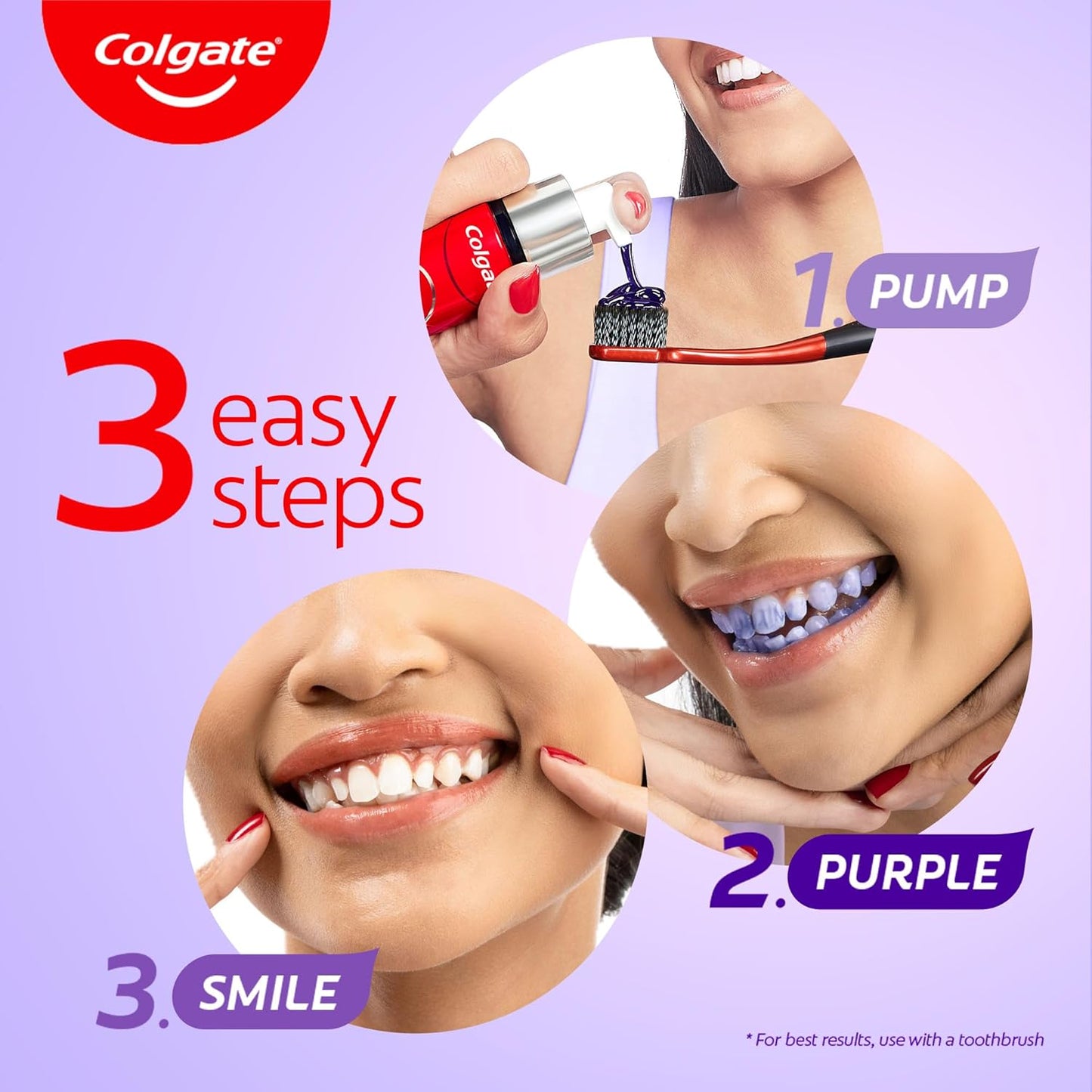 Colgate Visible White Purple Teeth Whitening Serum, 40ml â€“ Mint & Yuzu Flavour, Instant Brightening Purple Serum for Whiter Smiles