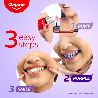 Colgate Visible White Purple Teeth Whitening Serum, 40ml â€“ Mint & Yuzu Flavour, Instant Brightening Purple Serum for Whiter Smiles
