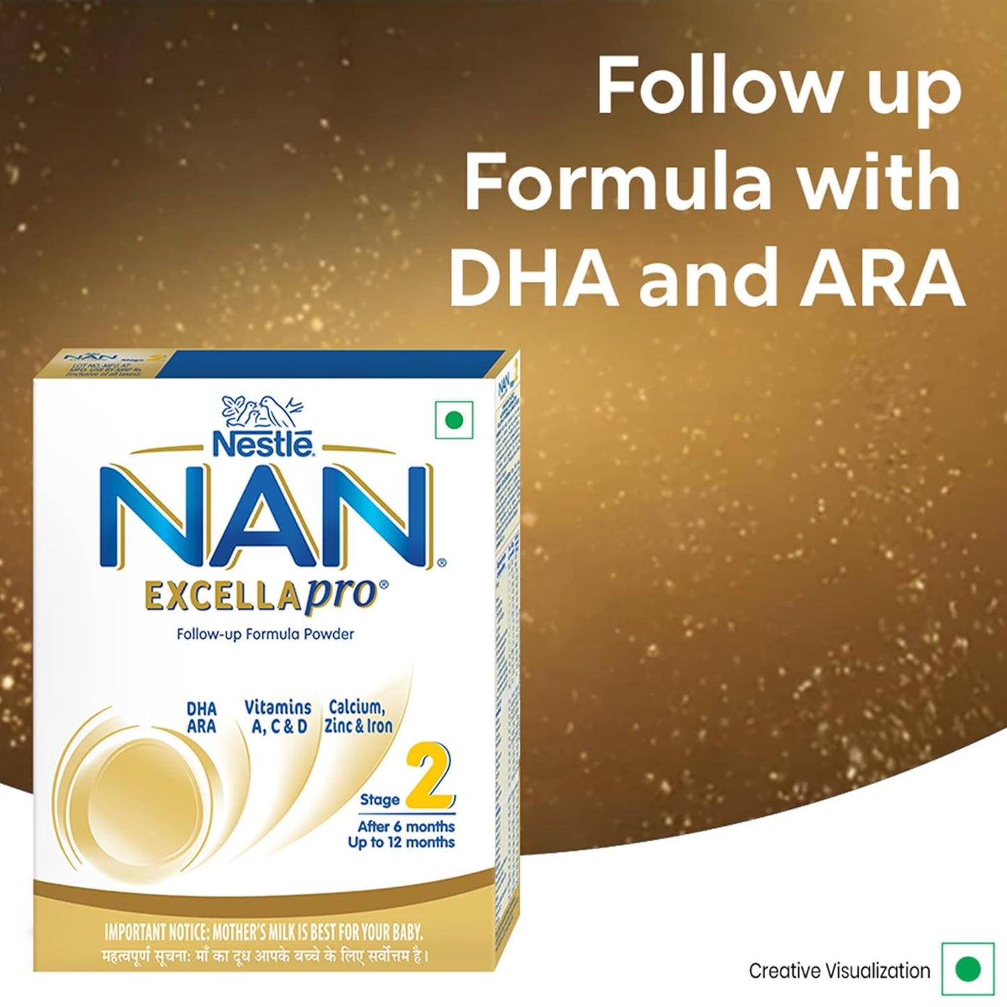 NestlÃ© NAN EXCELLAPRO Nan Stage 2 Follow-Up Formula Milk Powder For Babies, 6-12 months, with DHA, ARA, 400g Pouch in Box