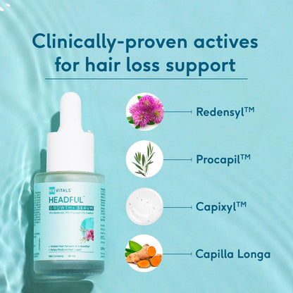 HK Vitals by HealthKart Headful Growth+ Serum with 3% Redensylâ„¢, 3% Procapilâ„¢, & 5% Capixylâ„¢ (30ml) | For Hair Growth & Hair Fall Control | Dermatologically Tested