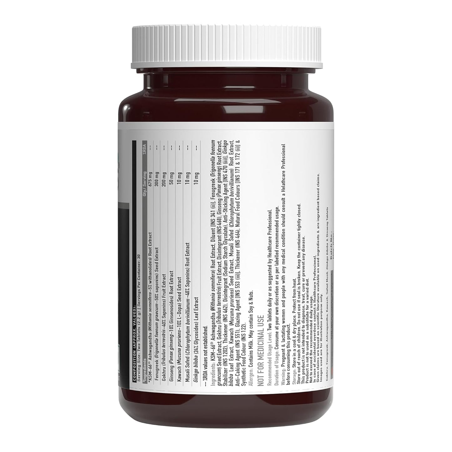 TrueBasics T-Boost, Testosterone Supplement for Men (60 Tablets) | With KSM 66 Ashwagandha, Safed Musli, Gokshura, & Ginseng | For Energy, Stamina & Muscle Strength