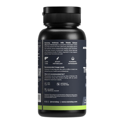 Nutrabay Wellness Milk Thistle Extract (80% Silymarin Marianum) - Improves Digestion, Liver Detox & Cleanse for Men & Women, Liver Support Supplement - 1000mg, 60 Veg Capsules