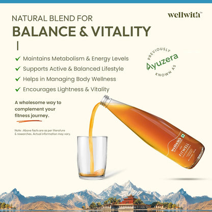 Wellwith by Ayuzera Sea Buckthorn Fitwin(Fitwell) Juice 300ml | Makes 50 Glasses | Natural Vitamin C, Omega 3 6 7 9, Antioxidants | Immunity, Skin Glow & Gut Health Support | Herbal Juice Supplement