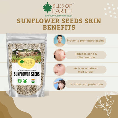 Bliss of Earth Dehulled Sunflower Seeds 500gm For Eating & Weight Loss, Naturally Organic Superfood
