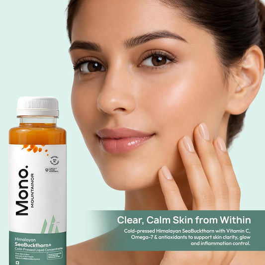 Himalayan Sea Buckthorn Berry Clinically Backed SeaBuckthorn - Vitamin C & Omega 3 6 7 9- Antioxidant Immunity, Acne & Skin Glow, Gut Support-300ml