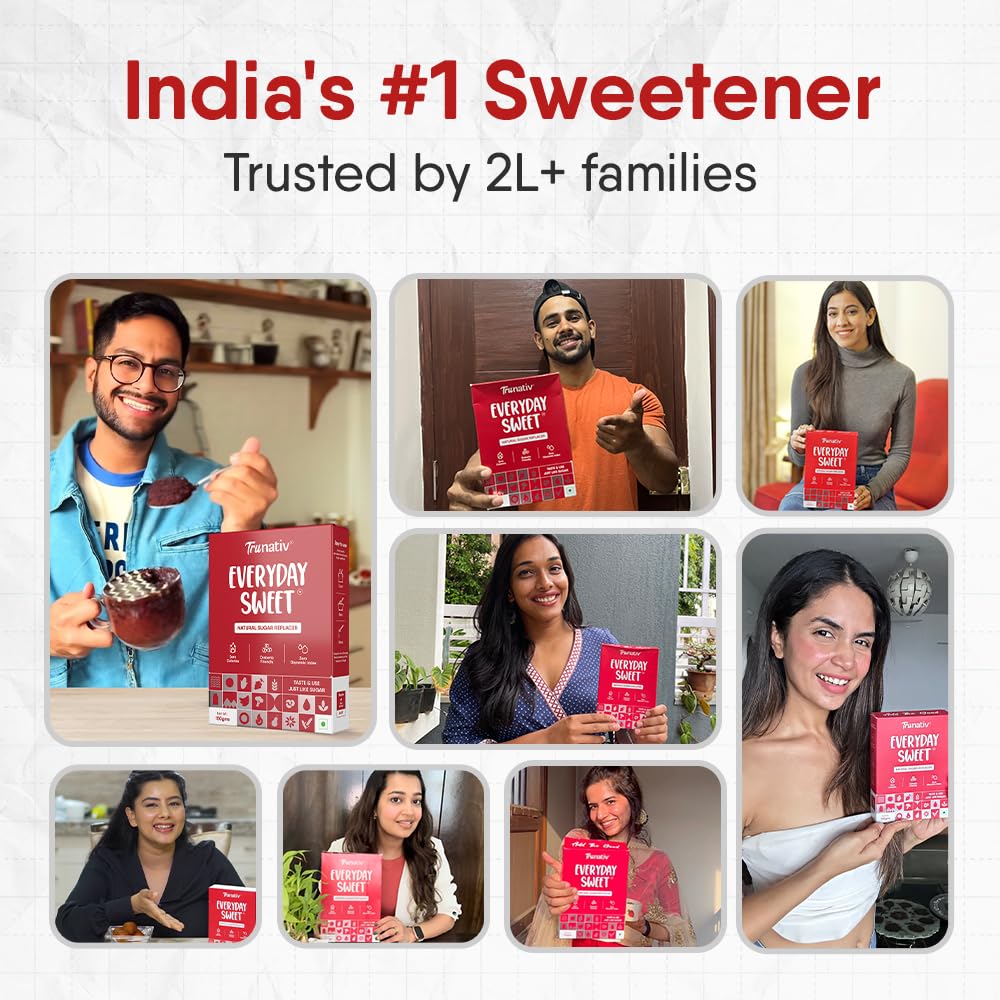 Trunativ Everyday Sweet | Monkfruit Sweetener Powder Loose Sugar Like Sweetener | Zero-Calorie Sugar Substitute | 1:1 Sugar Replacer for Cooking & Baking | Keto & Diabetic Friendly | 150g (Pack of 1).
