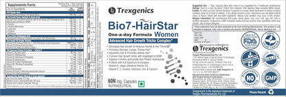 Trexgenics BIO7-HAIRSTAR WOMEN Advanced Hair Support Tricho Complex, ONE-A-DAY Vegatarian, Gluten Free(60 Veg. Capsules) (Pack of 1)