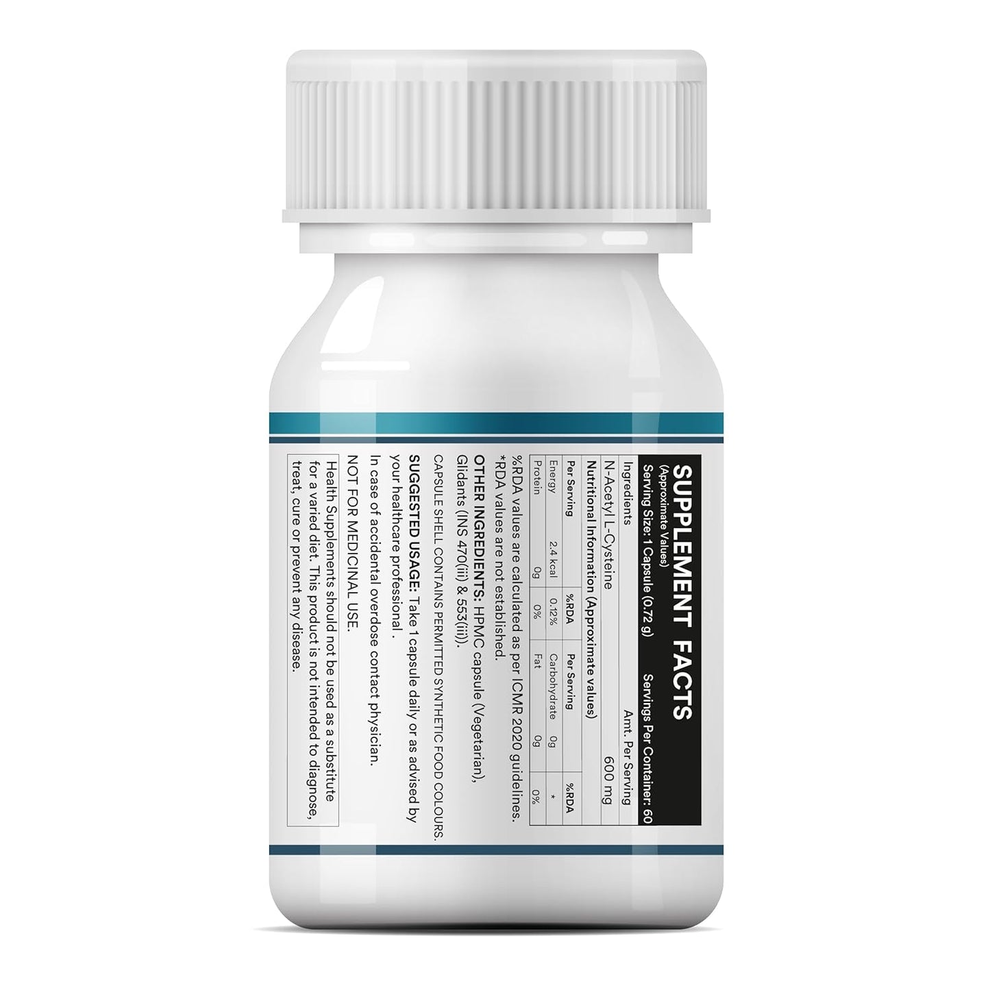 INLIFE N Acetyl Cysteine NAC Supplement 600mg | Antioxidant, Supports Liver & Respiratory Health - 60 Vegetarian Capsules (Pack of 1)