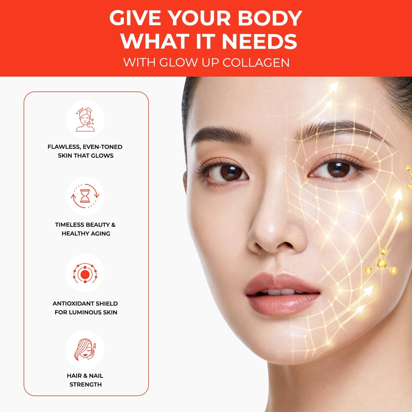 The Body Reserve Marine Collagen Peptides (Orange, 200g) | With Vitamin C, Vitamin E, Sodium Hyaluronate & Biotin | Supplement for Healthy Skin, Hair & Nails | Hydrolyzed Fish Powder for Women & Men