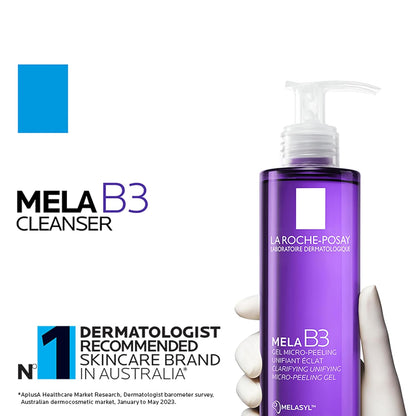 La Roche-Posay Mela B3 Anti-Dark Spots Face Wash for Pigmented skin| Micro-Peeling Exfoliating Anti-Pigmentation Cleanser with Melasyl & Niacinamide, 200 ml