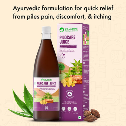 Dr. Vaidya's Pilocare Juice 950ml | Ayurvedic Piles Care Medicine for Relief from Hemorrhoids, Fissure, Fistula & Piles Pain | Natural Treatment for Piles & Fissure Medicine