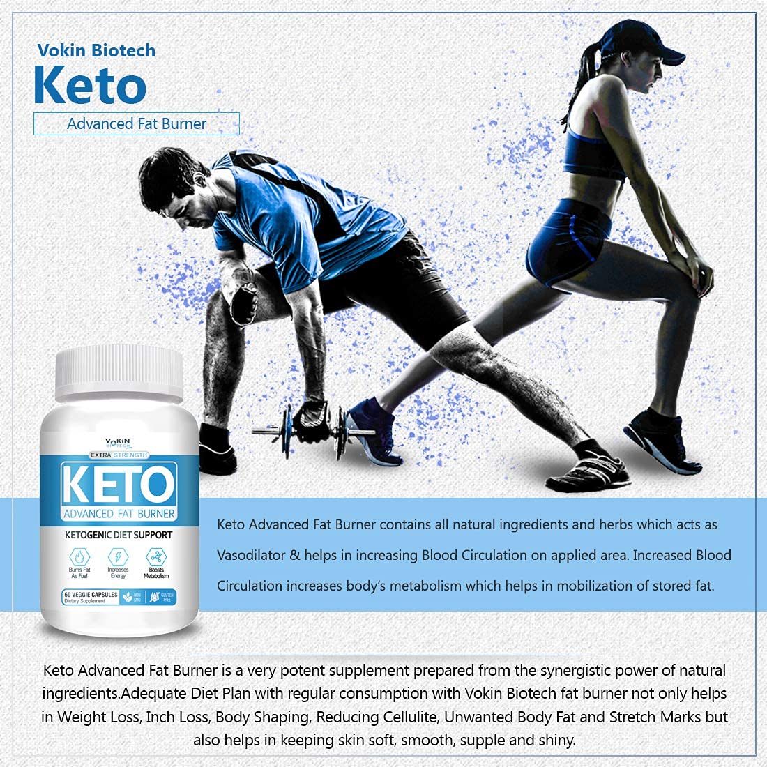 Vokin Biotech Keto Capsules Advance Weight Loss Fat Burner Supplement with (Green Tea + Garcinia Cambogia + Green Coffee) Extract 60 Capsules
