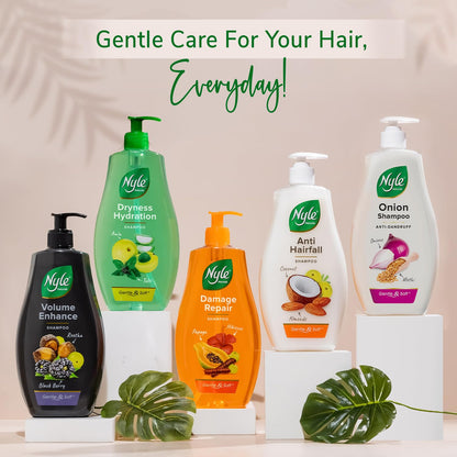 Nyle Naturals Dryness Hydration Shampoo, with Tulsi, Amla and Aloe Vera, Gentle & Soft Shampoo, pH Balanced and Paraben Free, For Men and Women,400ml
