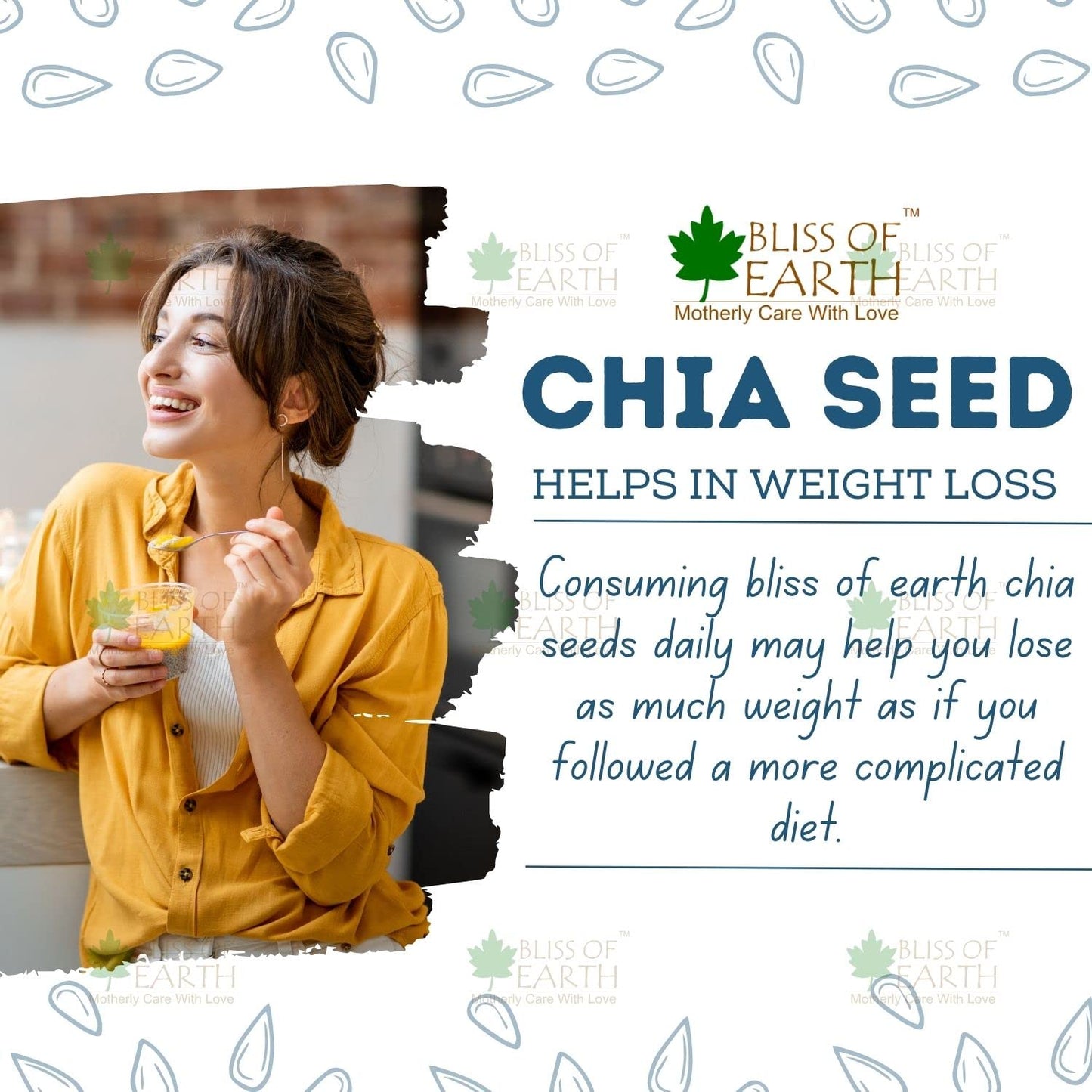 Bliss of Earth Chia Seeds 500g - Organic Raw For Weight Management - Raw Super Food With Omega & Fiber
