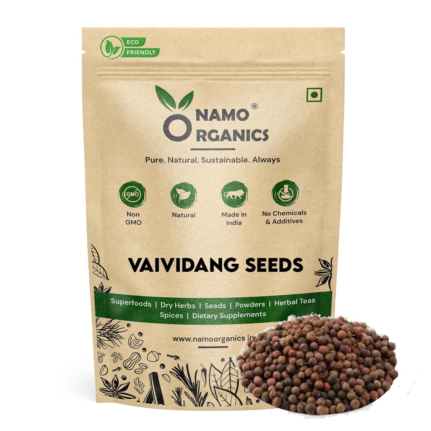 Namoorganics Vaividang Seeds 150gm | Baividang Seed | Embelia Ribes | baibadang