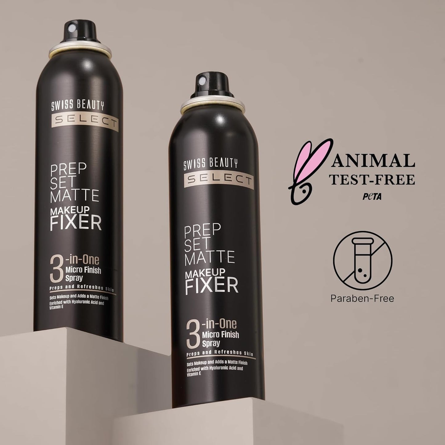 Swiss Beauty Prep Set Matte Makeup Fixer | Natural Matte Finish | With Vitamin E and Hyaluronic Acid | Long Lasting | 3-in-1 micro-fine spray | 120ml