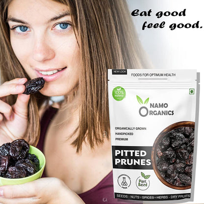 Namo Organics - Pitted Dried Prunes Without added Sugar - 250 gm - Unsweetened Dry Fruits (No Preservatives & Additives)