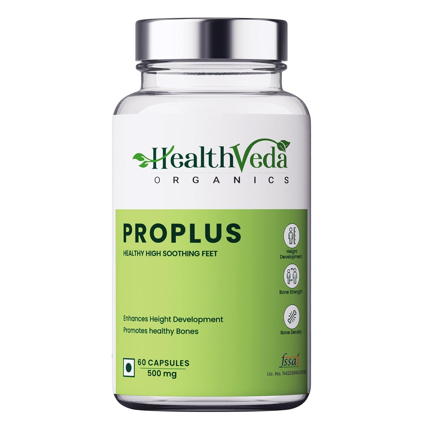 HEALTH VEDA ORGANICS PRIVATE LIMITED ProPlus, 500mg | Improves Bone Strength | 60 Veg Capsules | For Both Men & Women