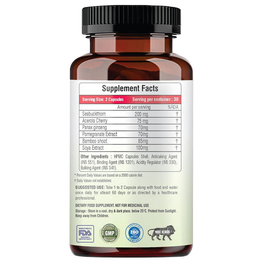 Plant Based Collagen- Anti-Aging Supplements For Women,Natural,Youthful Glow,Wrinkle-Free Skin,Promotes Skin Regeneration,Improves Skin Elasticity,Silica&Hyaluronic Acid-60 Capsules