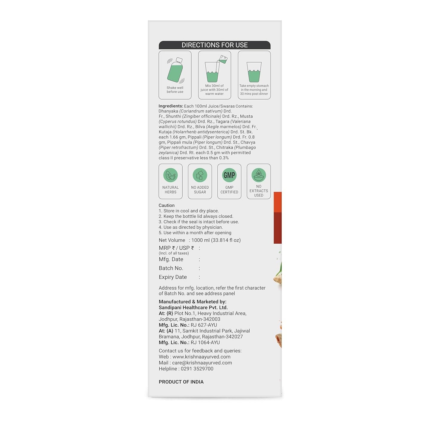 Krishnaâ€™s Bovisolv Juice 1000 ml | IBS-Friendly | Digestive Wellness Drink | Ayurvedic Liquid for Sensitive Gut Lifestyle