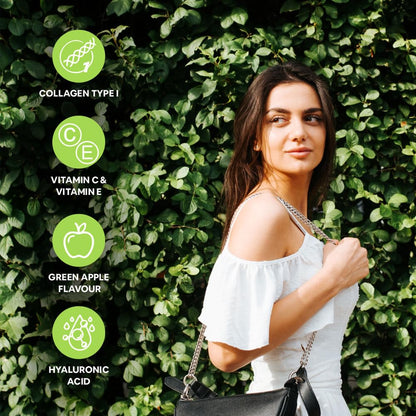 Carbamide Forte Marine Collagen Powder Supplement - for Skin Fish Collagen Powder for Women & Men - 200 Grams Powder - Green Apple Flavour