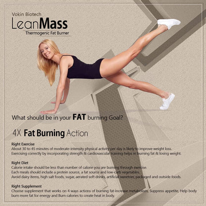 Vokin Biotech Lean Mass Thermogenic Fat Burner with Green tea Extract, N Acetyl L Carnitine, Garcinia Cambogia Weight loss product for Men & Women (60 Tablets)