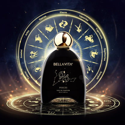 BELLAVITA Zodiac Collection Pisces EDP Unisex | Lemon, Rose & Woody | Premium Long Lasting Fragrance Perfume for Men and Women, 100ml