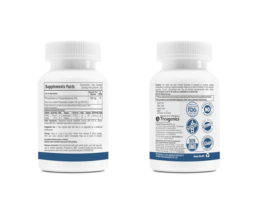 Trexgenics PHOSPHATIDYLSERINE 100 mg from Phospholipid Complex 143 mg, Cognitive Function, Brain Health Support (30 Veg Capsules)