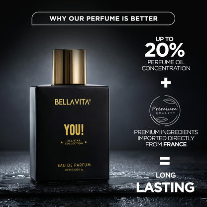 BELLAVITA You EDP | Perfume for Man | Long Lasting | 100ml | Lavender & Bergamot Scent | Premium Perfume for Men
