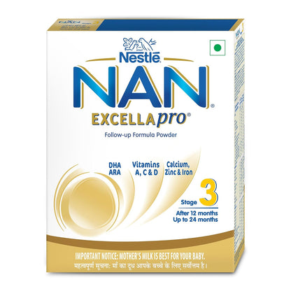 NestlÃ© NAN EXCELLAPRO Nan Stage 3 Follow-Up Formula Milk Powder For Babies, 12-24 months, With DHA, ARA, 400g Pouch in Box