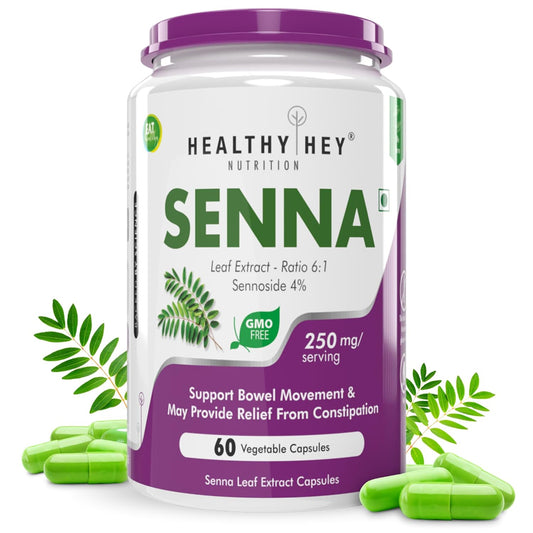 HealthyHey Nutrition Senna Leaf Extract - Natural Laxative & Helps Bowel Movement - Ratio 6:1-60 Vegetable Capsules