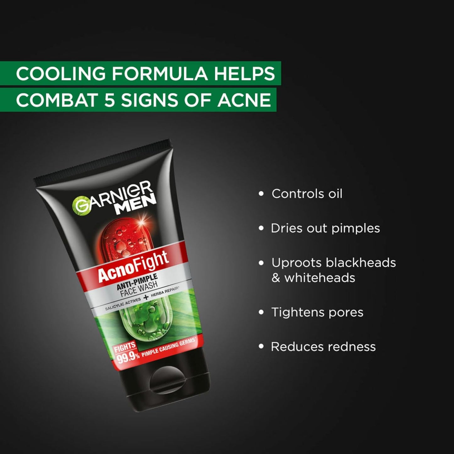 Garnier Men, Anti-Pimple Face Wash, Repairs Skin & Balances Oils, AcnoFight, 100 g