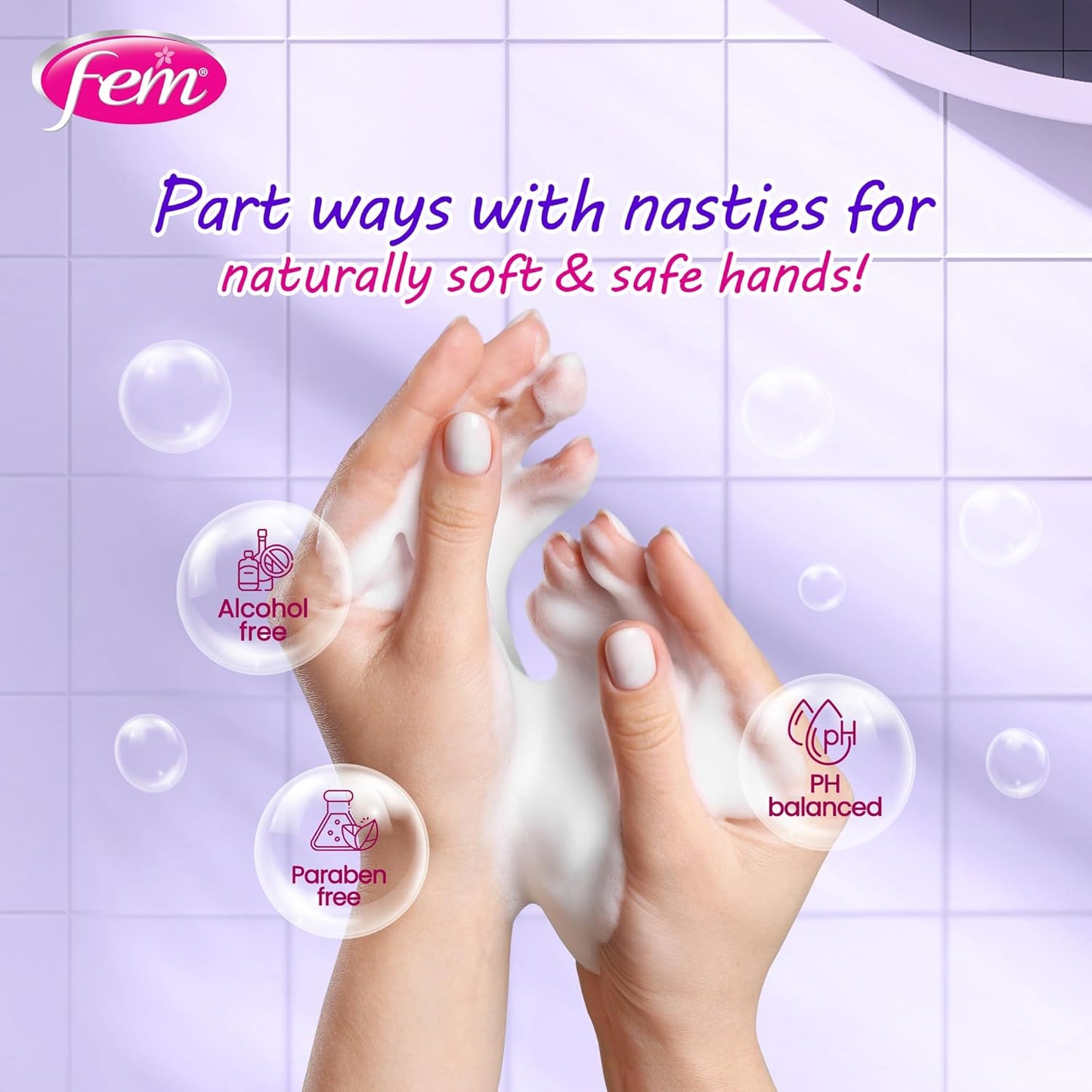 DABUR Fem Fruity Squash Soft & Safe Handwash - 1500Ml | Germ Protection | Enriched With Goodness Of Coconut Milk & Vitamin E | Long Lasting Fragrance