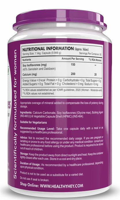 HealthyHey Nutrition Woman Plus Soy Isoflavones with Calcium - 60 Vegetable Capsules