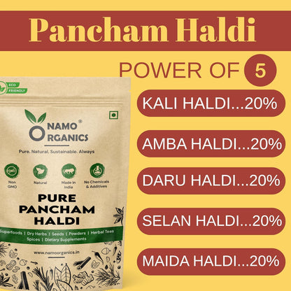 Namo Organics - Pancham Haldi 200g - Powder Ayurvedic Turmeric Blend with 5 Types of Turmeric Pure & Natural Haldi II The Original Pancham Haldi