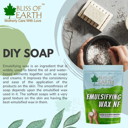 Bliss of Earth Emulsifying Wax NF Cosmetic Grade Wax Best for Thickening Soap, Lotion, Body Moisturizer & DIY Products 453gm