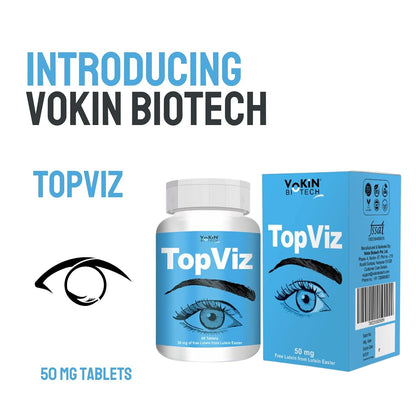 Vokin Biotech TopViz Eye Care Supplement to Improve Vision, Blue Light & Digital Guard (Lutein, Zeaxanthin) - 60 Vegetarian Tablets (Pack of 1)