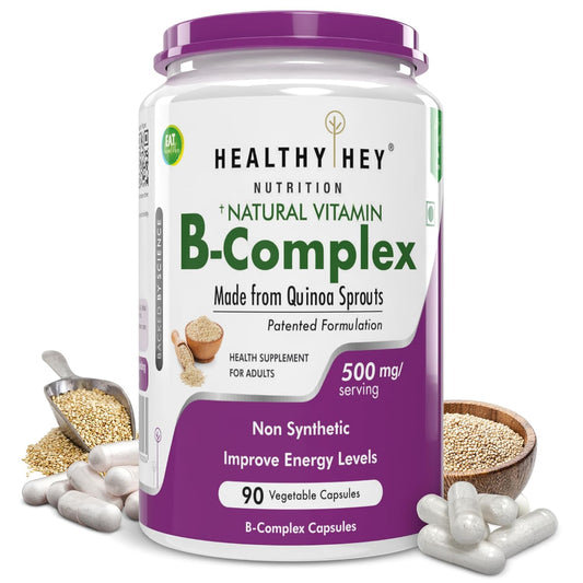 HealthyHey Nutrition Natural Vitamin B-Complex - from Quinoa Sprout - 90 Vegetable Capsules