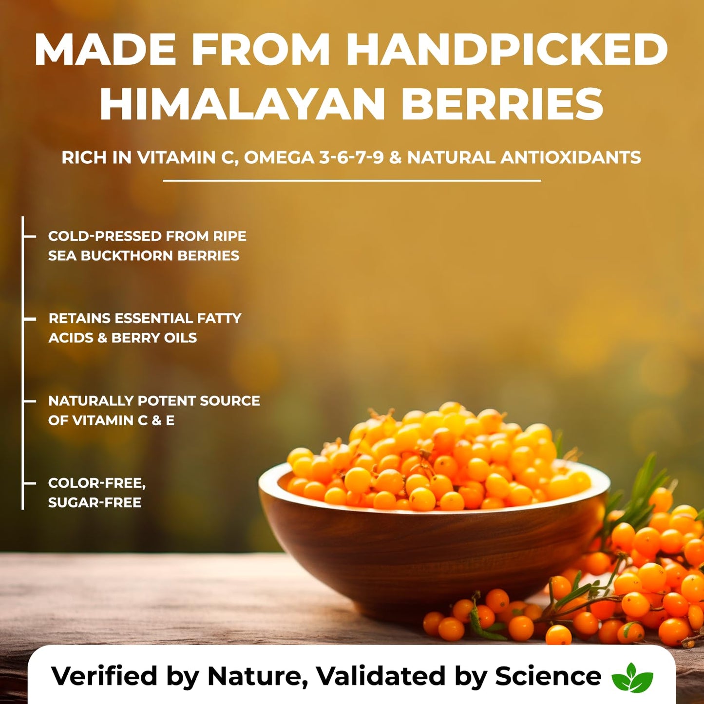 The Body Reserve Himalayan Sea Buckthorn Juice 500ml | Cold Pressed Seabuckthorn Berry Pulp Concentrate | Natural Vitamin C | Omega 3-6-7-9 | Antioxidant-Rich Gut Health Juice for Skin Glow, Heart & Immunity Support