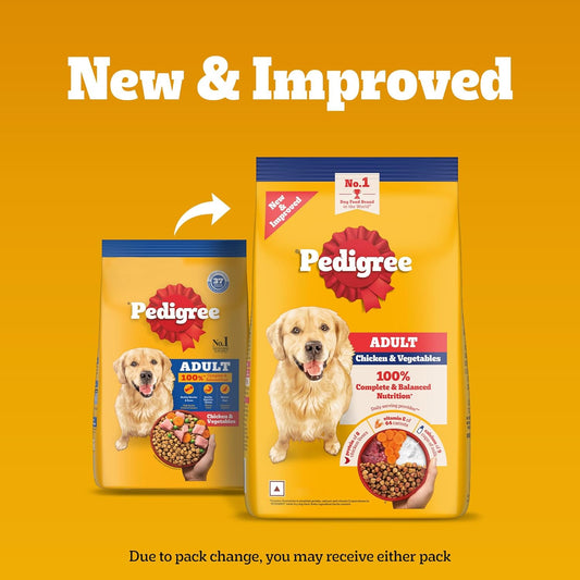 Pedigree Adult Dry Dog Food, Chicken & Vegetables, 1 kg, Contains 37 Essential Nutrients, 100% Complete & Balanced Food for Adult Dogs