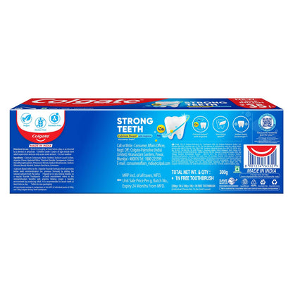 Colgate Strong Teeth Toothpaste, 300g, World's No: 1 Toothpaste Brand, Calcium-boost Tooth Paste for 2X Stronger Teeth, Whitens Teeth, Fresh Breath & Prevents cavities (Combo Pack Offer) (Pack of 2)