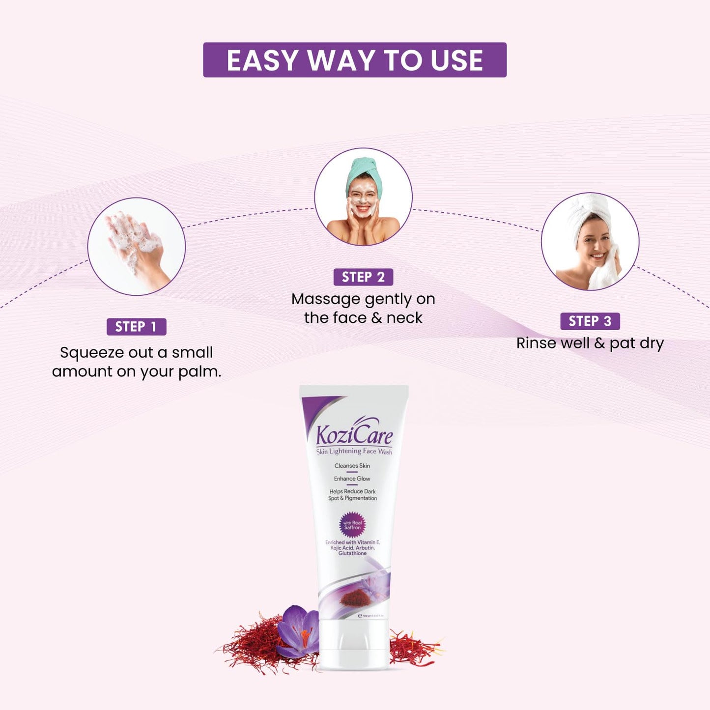 Kozicare Kojic Acid & Glutathione Face Wash | For Women & Men | Face Cleanser & Skin Care - 100 Ml