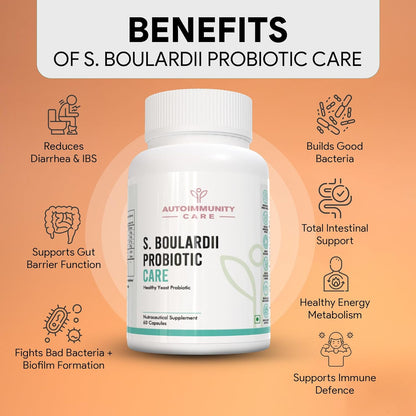 S. Boulardii Care â€“ Saccharomyces Boulardii Probiotic Supplement | 10 Billion CFU | Probiotics Supplement for Gut Health, Intestinal Lining & Microbial Balance | 60 caps (60 doses)