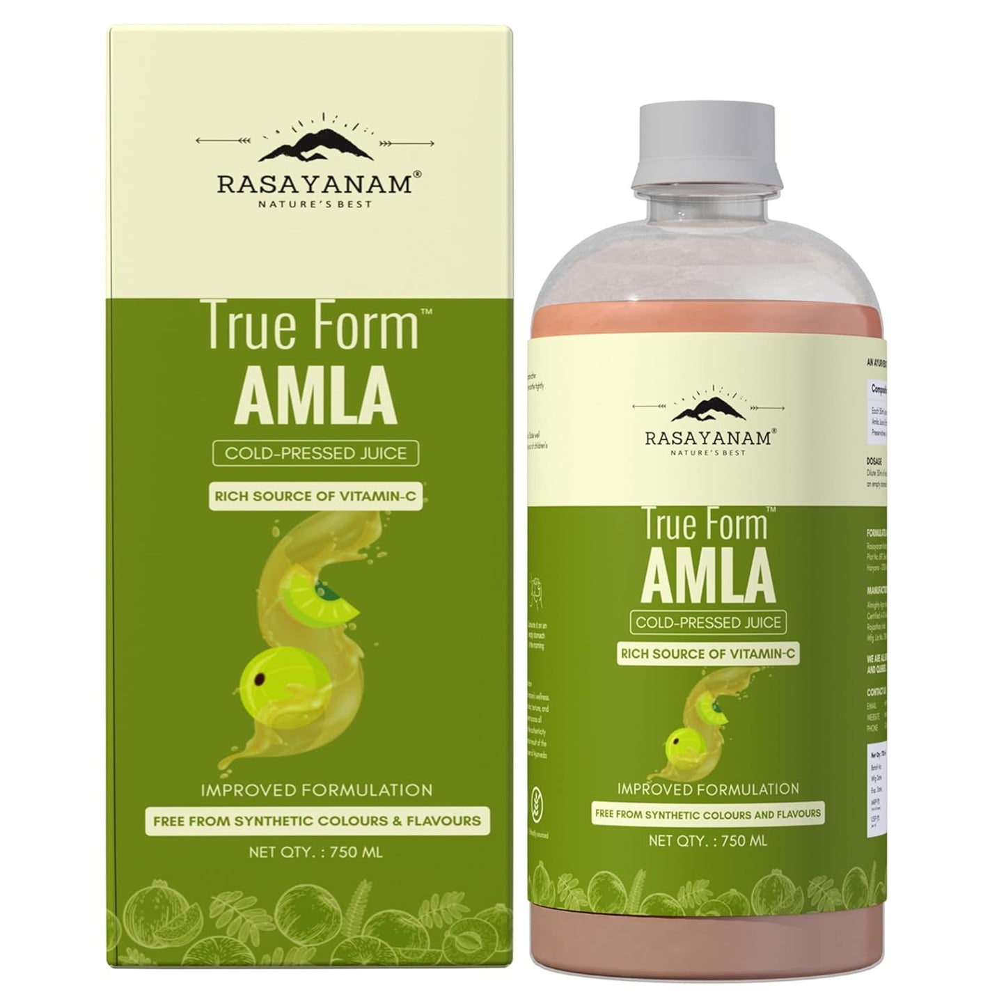 Rasayanam Pure Amla Juice 750 ml | Cold-Pressed from Handpicked Amlas | Rich in Vitamin C | 100% Natural with No Added Sugar | Supports Immunity, Digestion, Hair & Skin Health